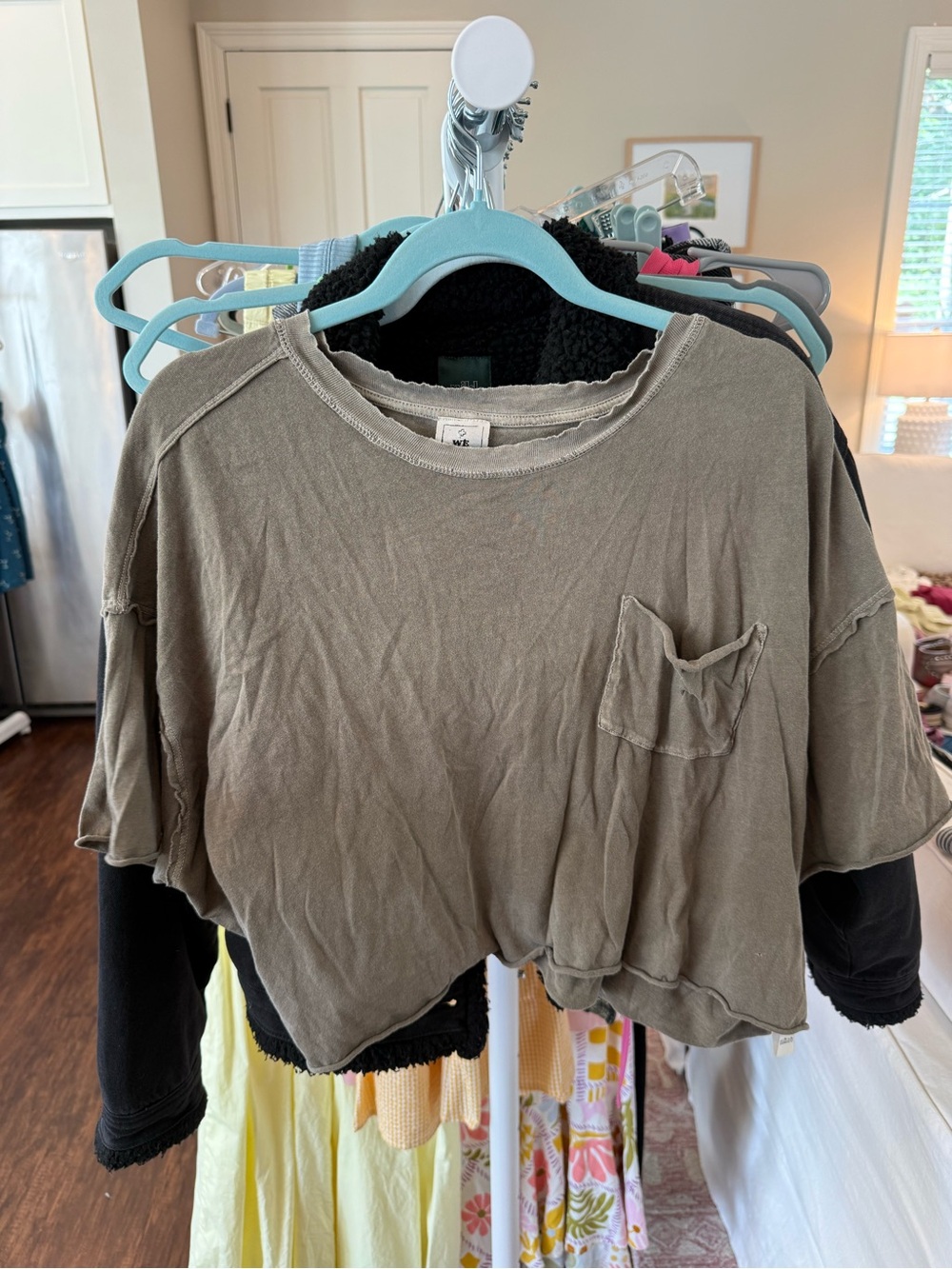We The Free Olive Cropped Pocket Tee